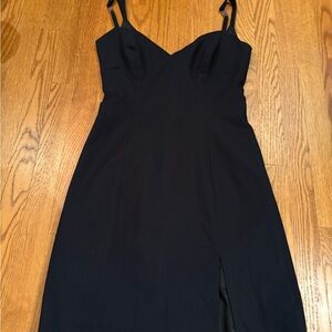 Kenar Black Midi Dress with Slit